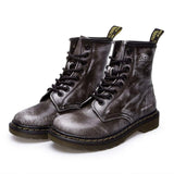 LAKESHI Genuine Leather Women Boots Dr Martin Boots Winter Work Safeti Boots Solid Ankle Boots Female Punk Women Shoes Size 46