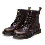 LAKESHI Genuine Leather Women Boots Dr Martin Boots Winter Work Safeti Boots Solid Ankle Boots Female Punk Women Shoes Size 46