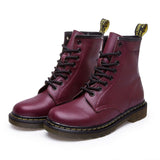 LAKESHI Genuine Leather Women Boots Dr Martin Boots Winter Work Safeti Boots Solid Ankle Boots Female Punk Women Shoes Size 46