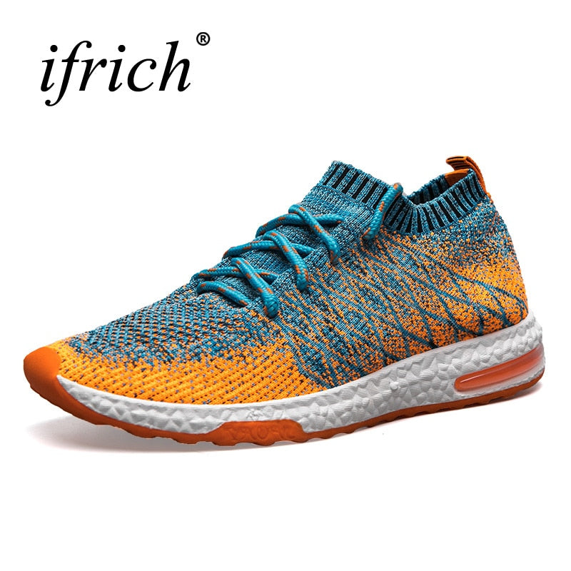 Running Shoes Men Trainers Breathable Men Gym Shoes 2019 Summer Boys Athletic Shoes Gray/Orange Mens Designer Sneakers