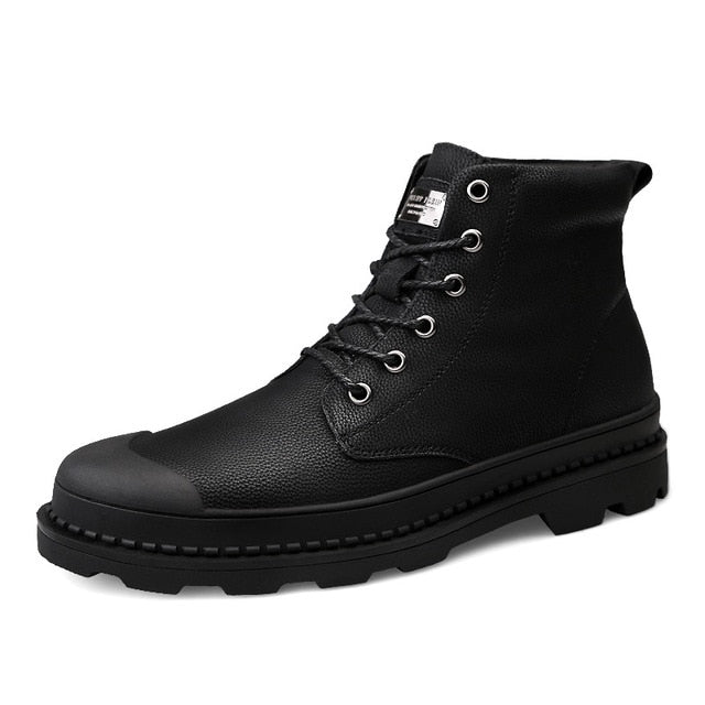 Vancat High Quality Genuine Leather Men Boots Winter Waterproof Ankle Boots Martin Boots Outdoor Working Snow Boots Men Shoes