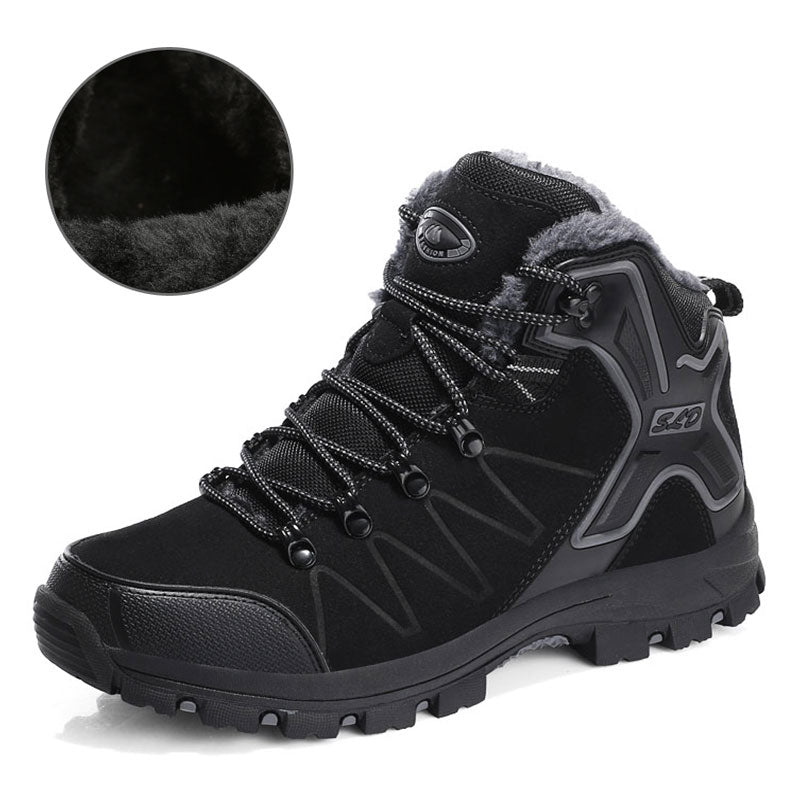SUROM Waterproof Plush Warm Hiking Shoes Wear-resistant Non-slip Outdoor Sports Shoes Walking Boot Winter Sneakers Women Shoes