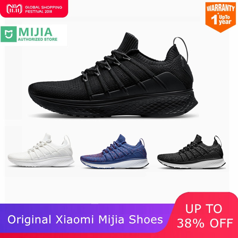 Original Xiaomi Mijia Men Smart Running Shoes 2 Outdoor Sport Mi Sneakers Breathable Air Mesh Gym Elastic Knitting Vamp Tennis