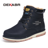 DEKABR Brand Hot Sale Winter Snow Boots High Quality Pu Leather Warm Boots Waterproof  Casual Working Shoes Fashion Men Boots