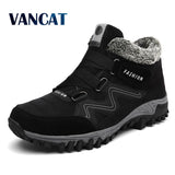 VANCAT Men Boots Winter With Fur 2018 Warm Snow Boots Men Winter Boots Work Shoes Men Footwear Fashion Rubber Ankle Shoes 39-46