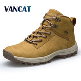 VANCAT Brand Men Boots Big Size 39-46 Autumn Winter Mens Leather Fashion Sneakers Lace Up Outdoor Mountain Men Shoes Waterproof