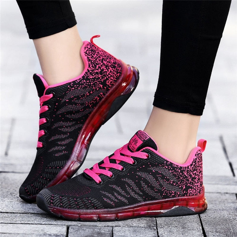 Comfortable Gym Sport Shoes Female Stability Athletic Fitness Sneakers Flying Woven Air Cushion Net Shoes Women Sport Shoes