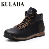 KULADA 2018 Men Leather Sneakers Boots Fashion Winter Snow Warm Boots Men Lace Up Breathable Footwear Men Winter High Top Shoes