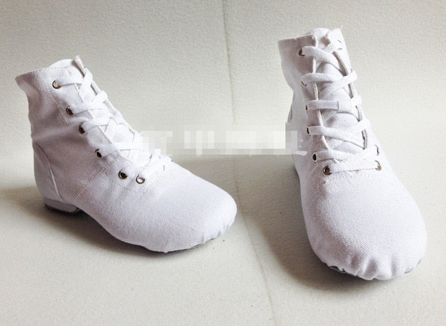 Canvas Jazz Shoes Lace-up Soft Split Soles Modern Dance Shoes Gym Yoga Fitness Shoes Flat Shoes Sneakers for Men Women