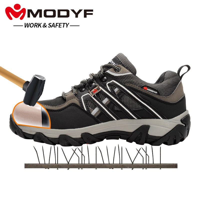 MODYF Men Steel Toe Safety Work Shoes Breathable Hiking Sneaker Multifunction Protection Footwear