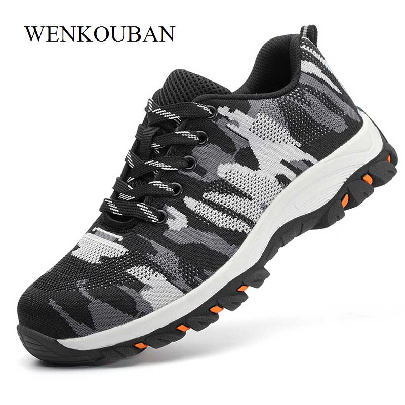 Camouflage Steel Toe Shoes Men Work Boots Breathable Work Safety Shoes for Man Steel Puncture Proof Construction Safety Boots